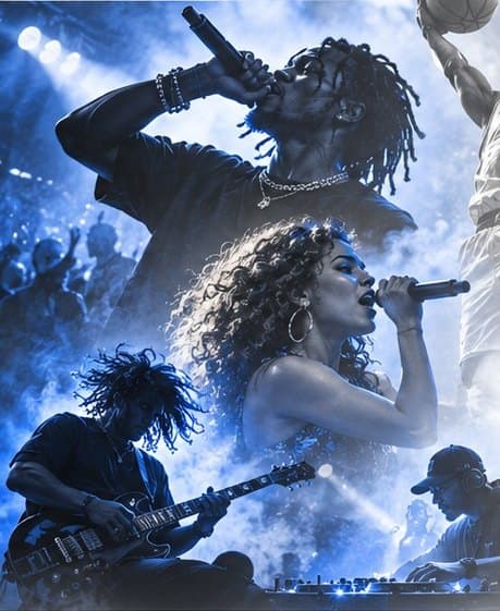 Artists performing on stage